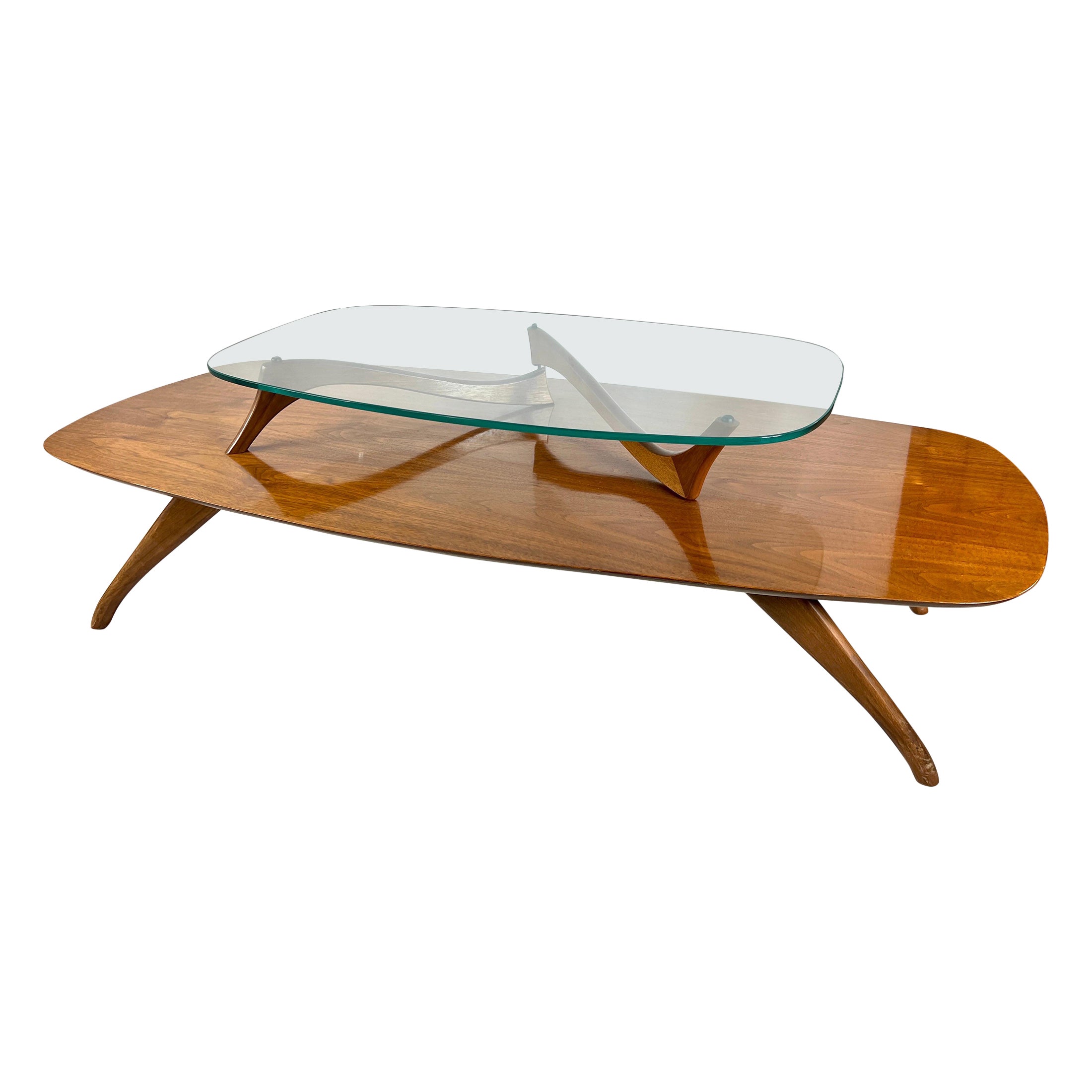 Mid century Two Tier Sculptural Walnut Coffee Table