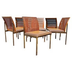 Set of 6 Midcentury by Roland Carter for Lane Chrome Cane Back Dining Chairs
