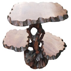 Vintage Drei-Tier-Baum Form Hartholz Tisch