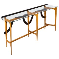 Ico Parisi: Exquisite Sculptural Console in Polished & Ebonized Wood, Italy 1950