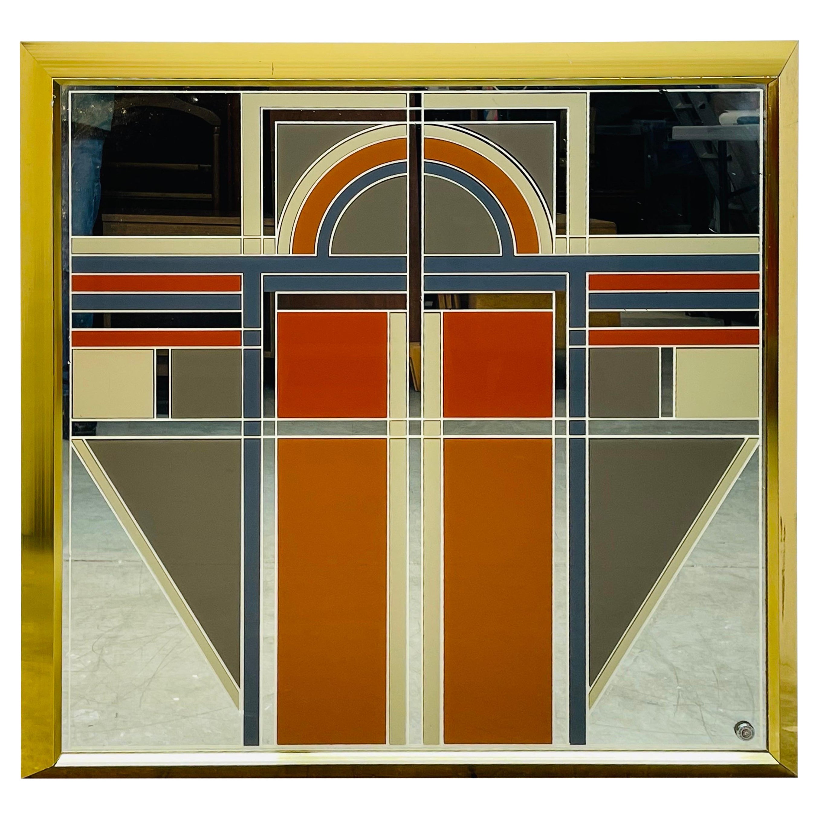 1970s Greg Copeland Geometric Large Wall Mirror For Sale