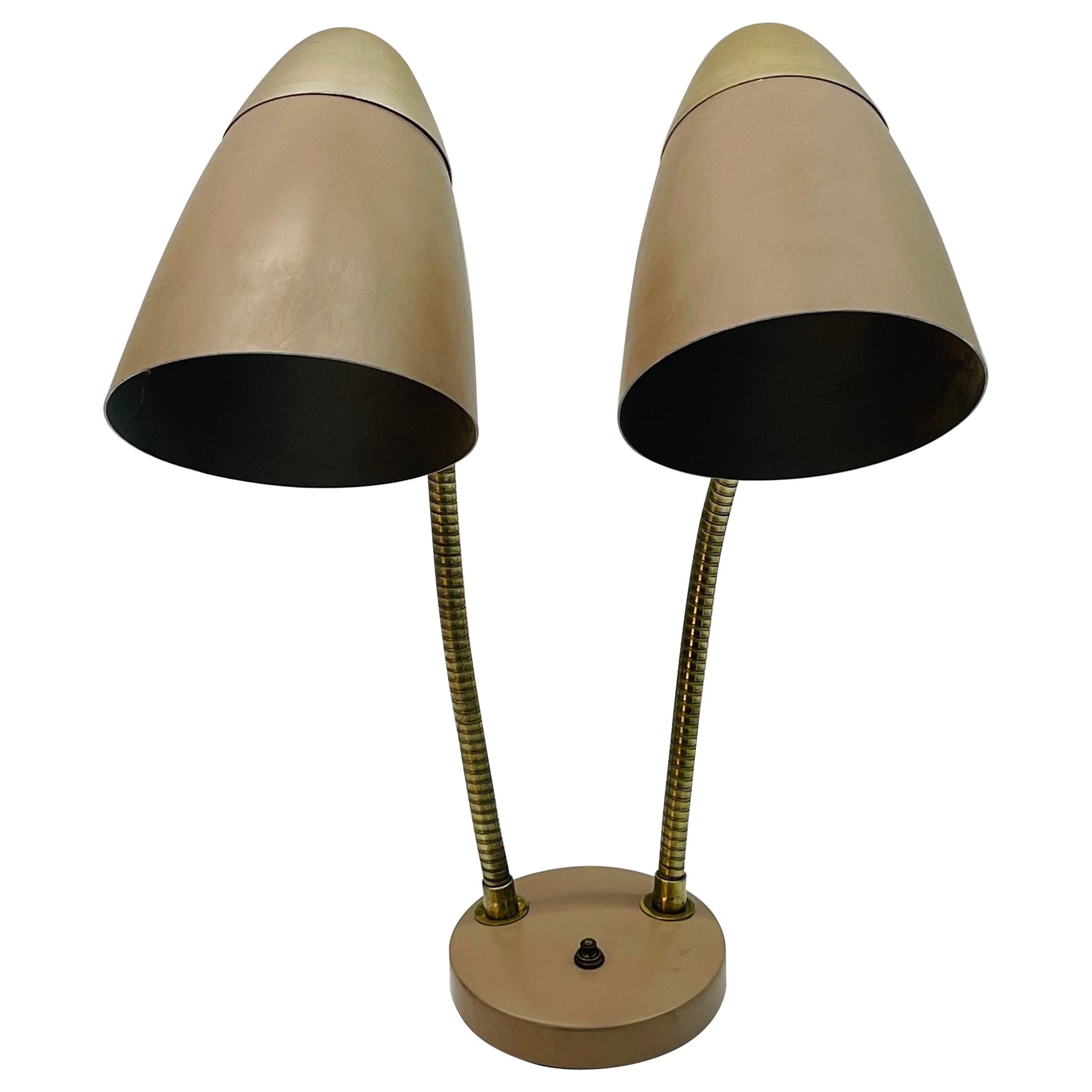1950s Double Gooseneck Table Lamp For Sale