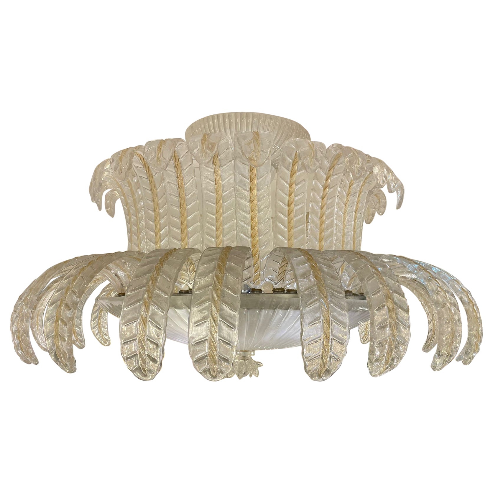 Art Deco  Murano Glass Chandelier Attributed to Barovier & Toso For Sale