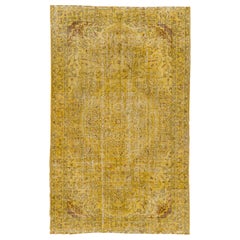 5.6x9 ft Handmade Vintage Turkish Rug in Yellow, Contemporary Home Decor Carpet