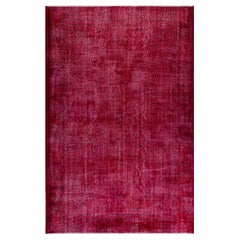 Vintage Handmade Turkish Rug in Burgundy Red, Ideal for Contemporary Interiors