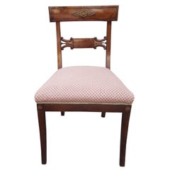 19th Century Empire Ormolu Mounted, Partial Gilt Mahogany & Upholstered Chair