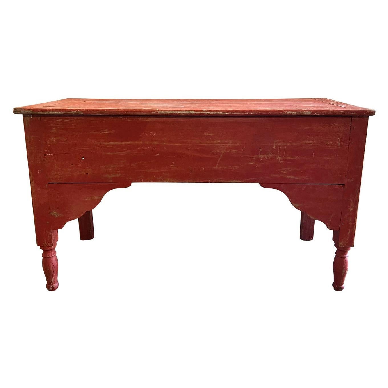 19th Century French Red Antique Oakwood Console Table - Provencal Kitchen Table