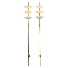 20th Century Stilnovo Pair of Great Appliques in Brass and White Metal, 50s