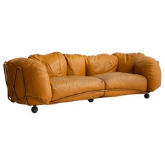 Vintage 'Corbeille' Leather Sofa by Francesco Binfare for Edra