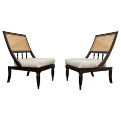 Pair of Anglo Indian Style Slipper Lounge Chairs