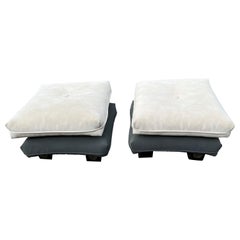 Vintage 1980 Swivel Two Toned Ottomans, a Pair 