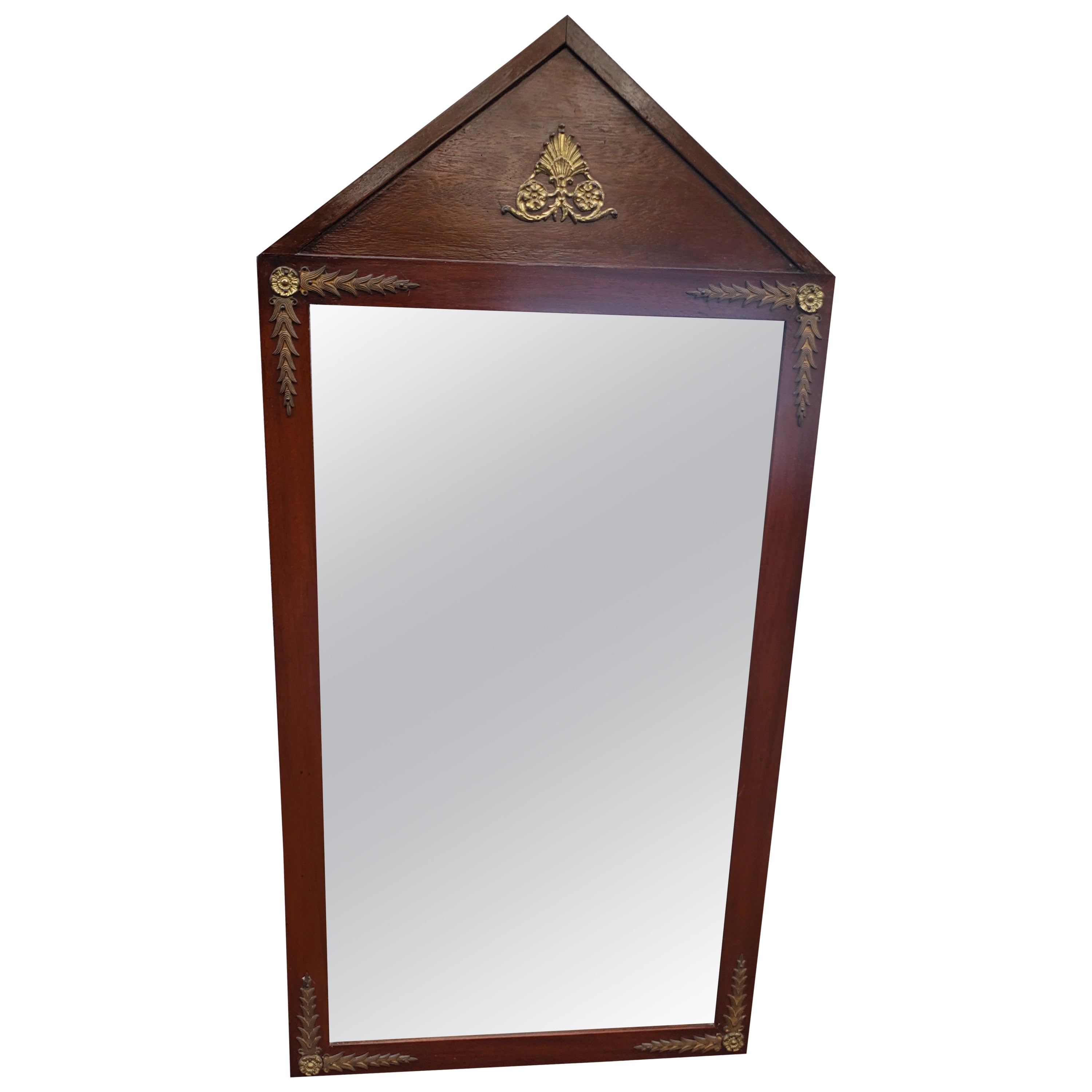 Early 20th C Empire Bronze & Gilt Mounted Mahogany Console / Wall  Mirror For Sale