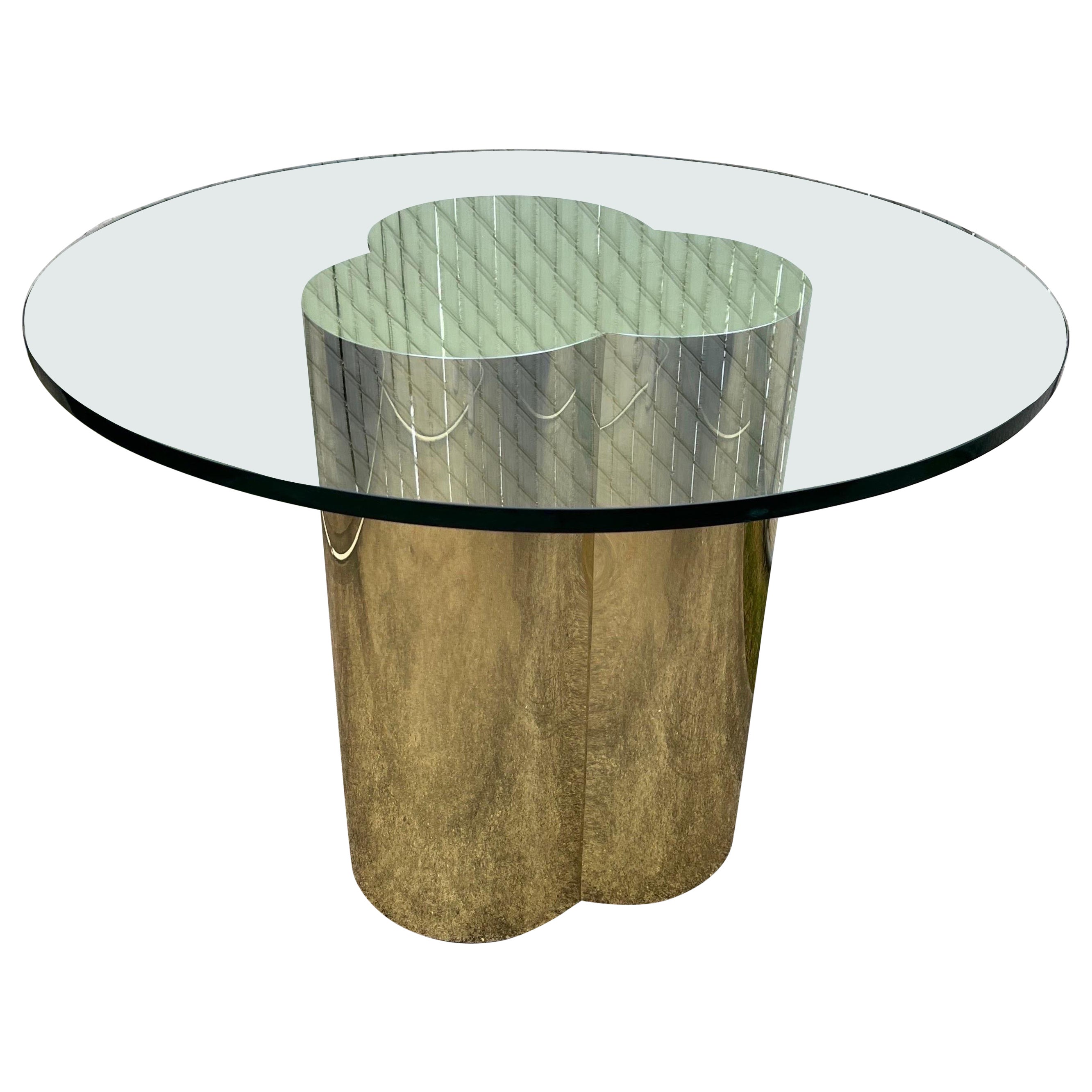 1970 Brass Laminated Dining Table Style After Curtis Jere