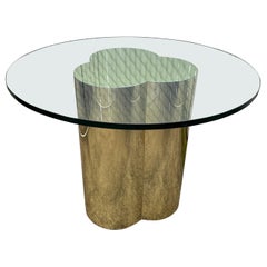 Retro 1970 Brass Laminated Dining Table Style After Curtis Jere