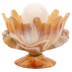 Lampe de bureau contemporaine en verre et marbre beige par Nusprodukt, en stock