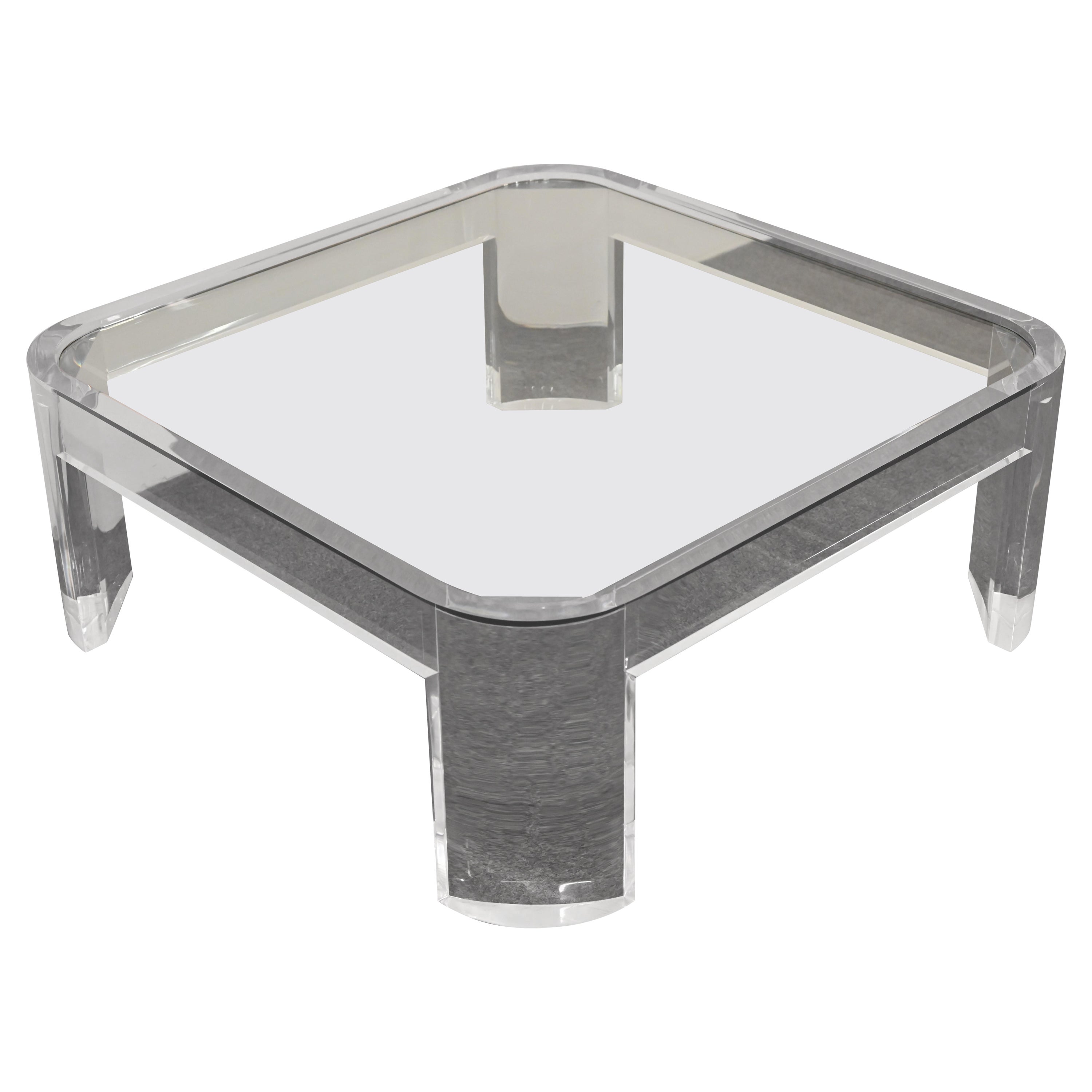 Large Lucite and Glass Chow Coffee Table at 1stDibs