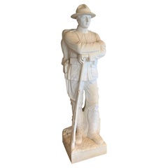 Life Sized Carved Marble Sculpture of a Soldier