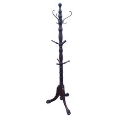 George III Style Hand-Carved Mahogany Coat Rack with Tripod Paw Feet