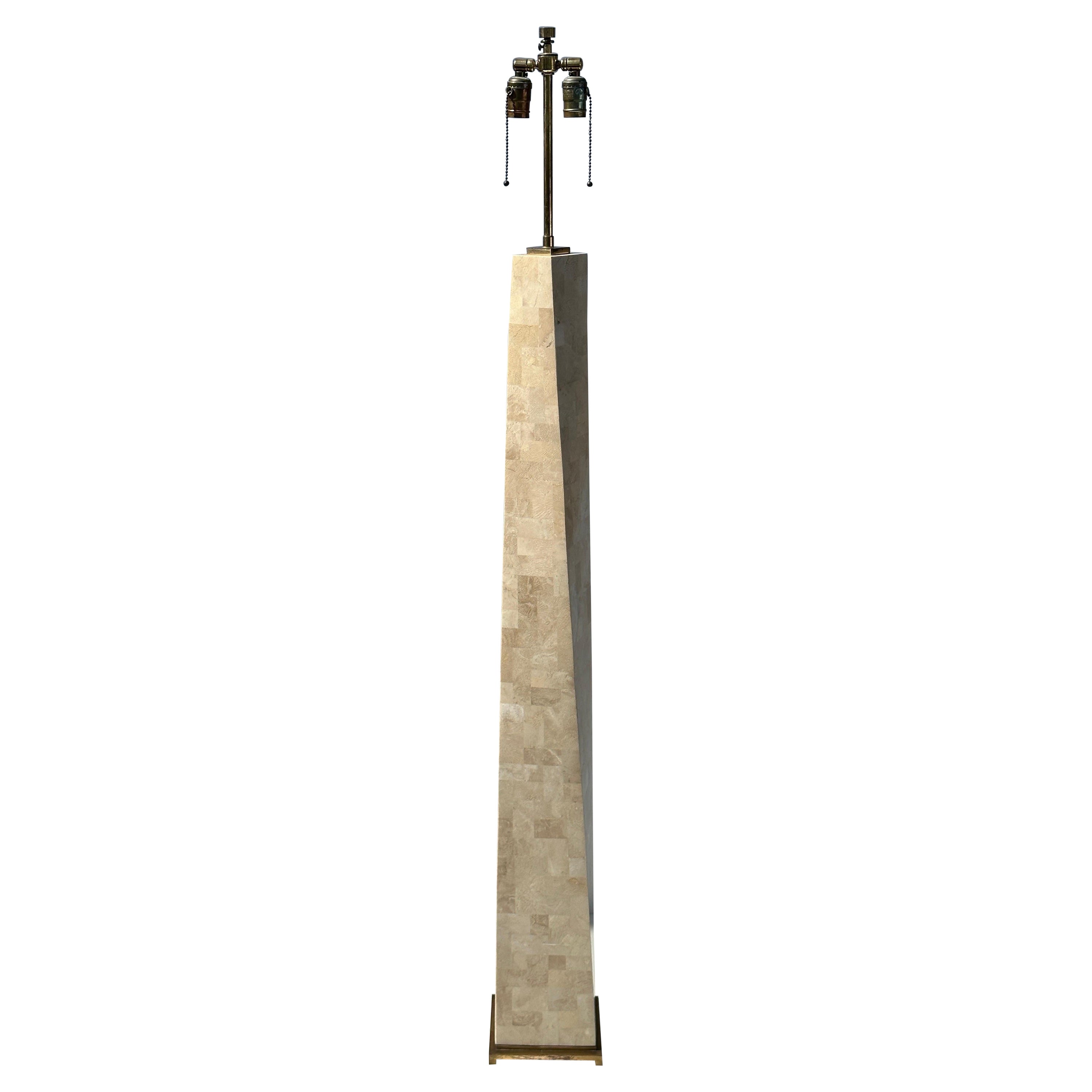 Karl Springer Floor Lamp in Tessellated Fossil Coral For Sale