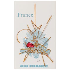Georges Mathieu, Original Vintage Airline Poster, Air France Eiffel Tower, 1967