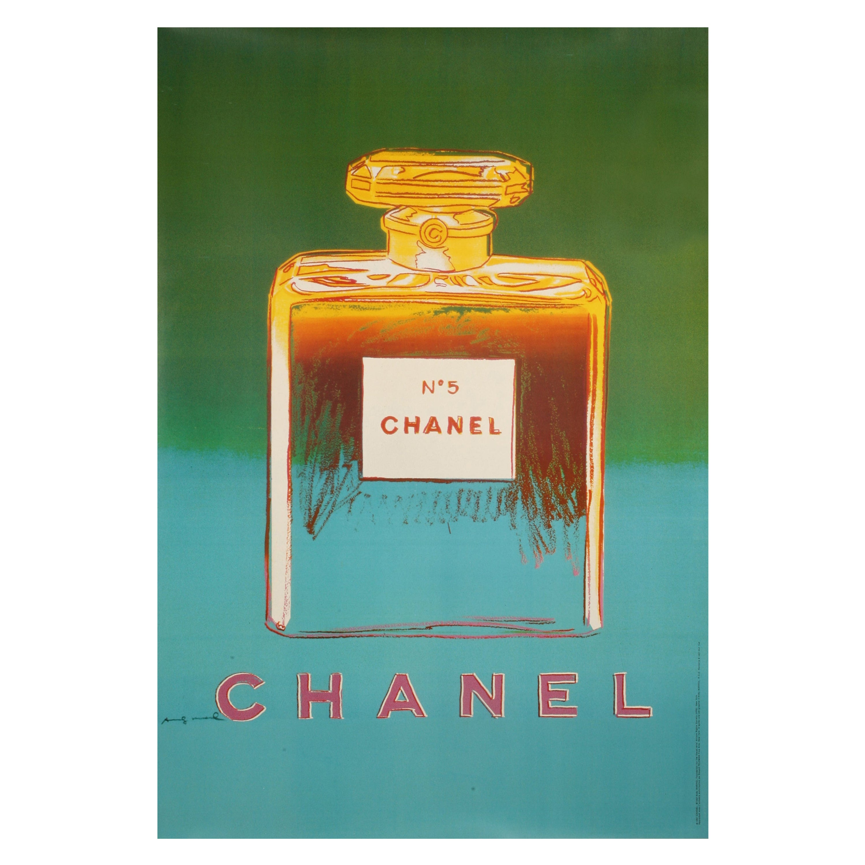After Andy Warhol, Original Chanel N° 5 Poster, Couture Perfume, Pop Art, 1997