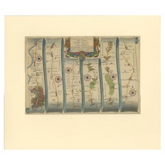 Original Antique Map of the Road from London to Bensington