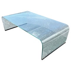 Vintage 1980s Etched Glass Waterfall Table by Angelo Cortesi for Fiam