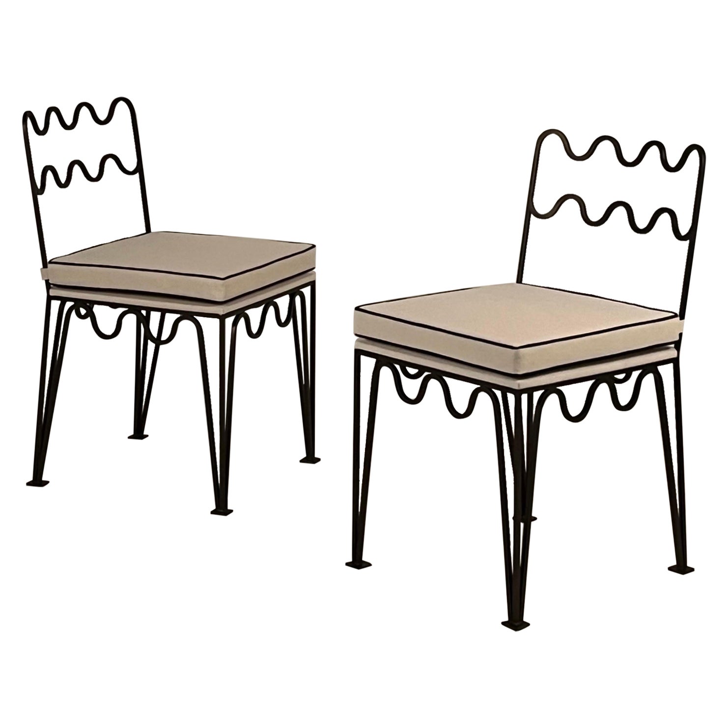 Pair of Undulating Méandre Chairs by Design Frères For Sale