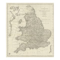 Grande carte ancienne d'Angleterre et de Pays de Galles