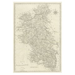 Grande carte ancienne du comté de Buckinghamshire, Angleterre