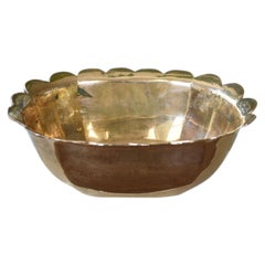 Mid-Century Modern Solid Brass Cachepot or Planter with Scalloped Edges