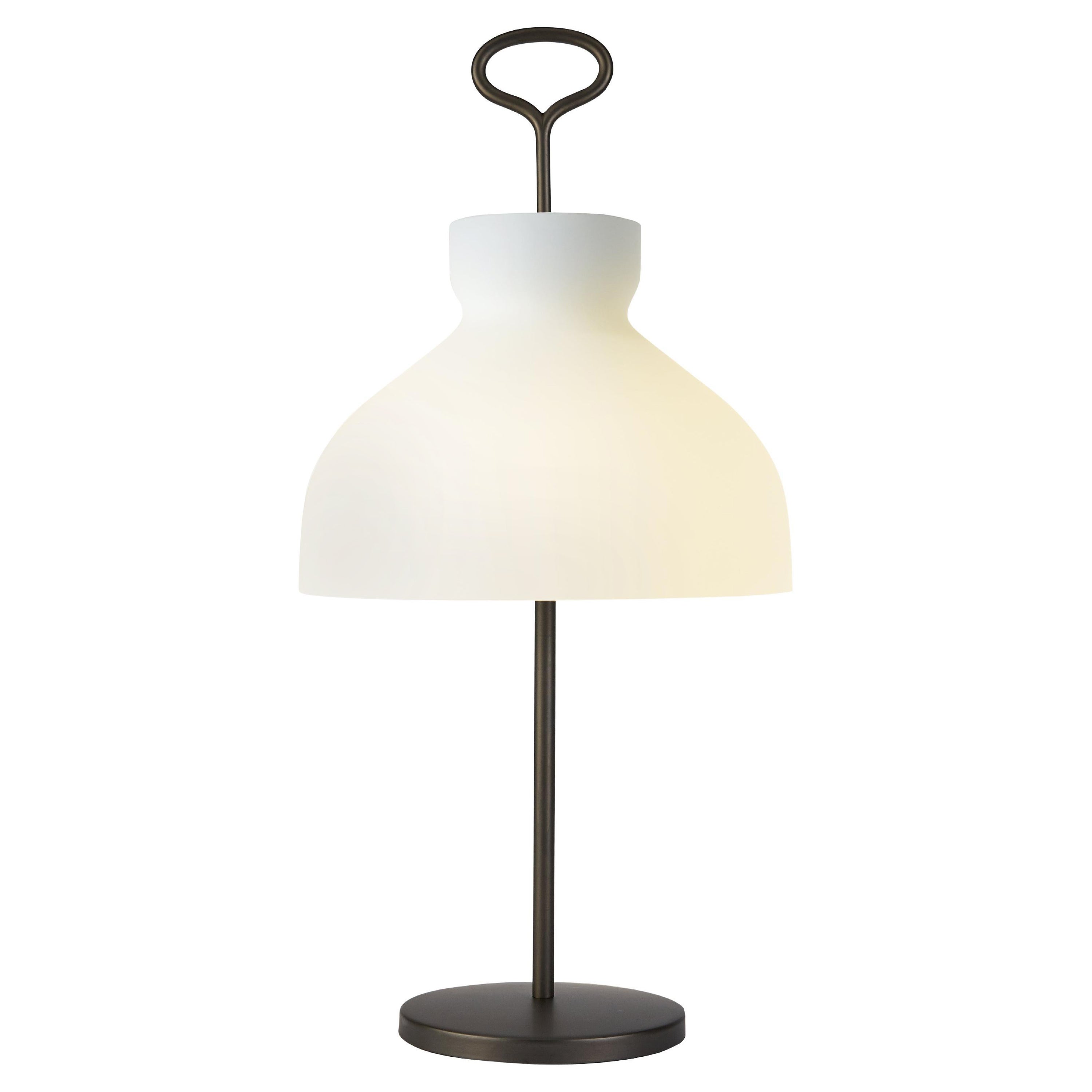 Large Ignazio Gardella 'Arenzano' Table Lamp in Satin Bronze and Glass For Sale