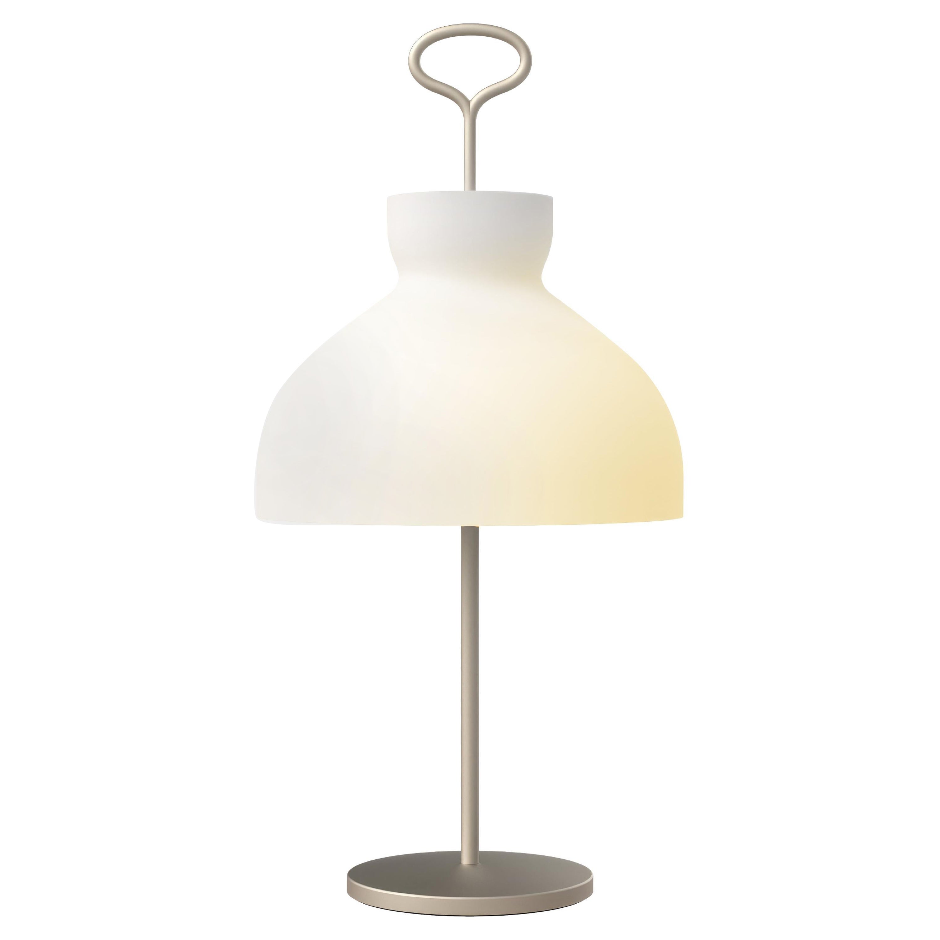 Large Ignazio Gardella 'Arenzano' Table Lamp in Satin Nickel and Glass For Sale