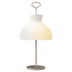 Large Ignazio Gardella 'Arenzano' Table Lamp in Satin Nickel and Glass