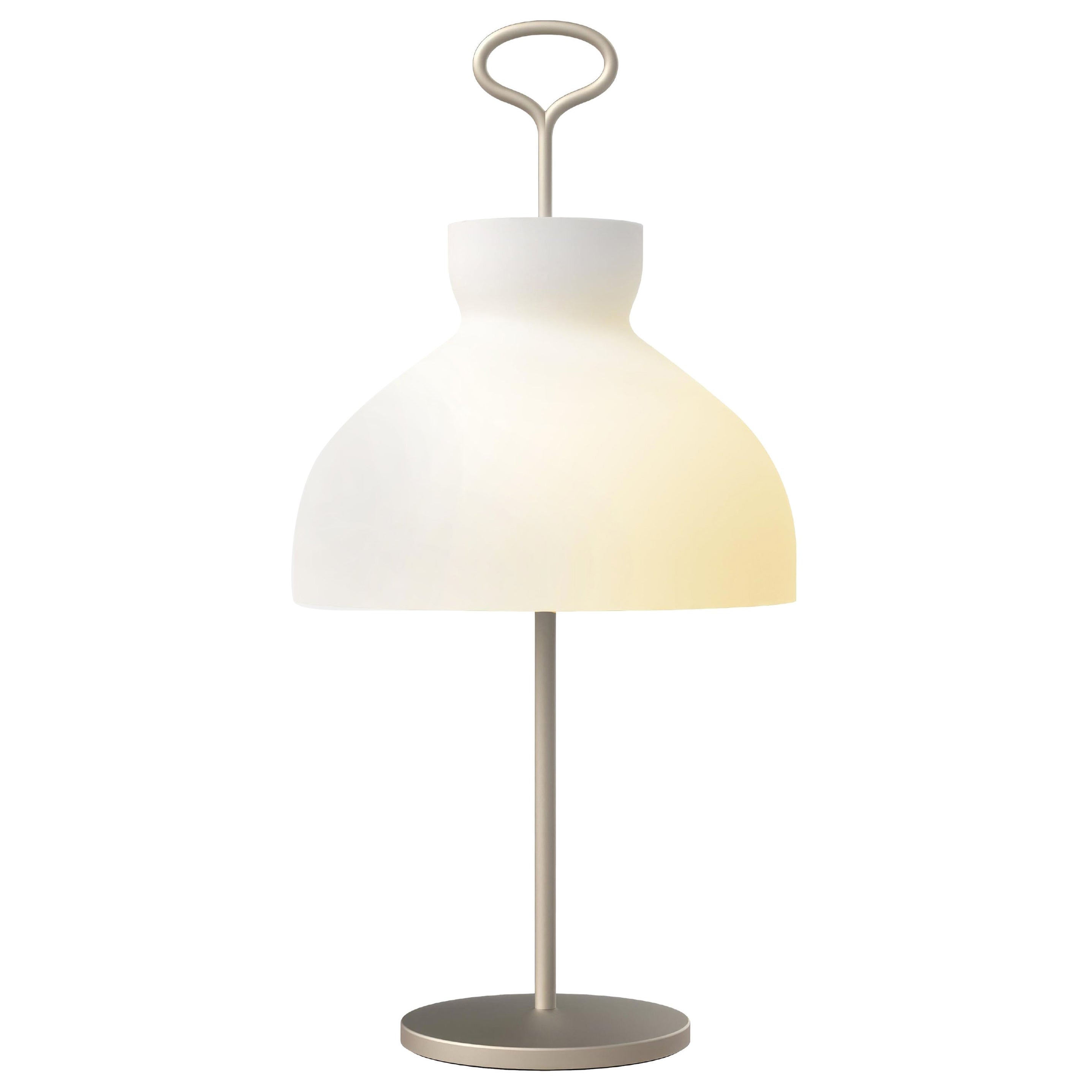 Large Ignazio Gardella 'Arenzano' Table Lamp in Satin Nickel and Glass
