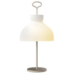 Large Ignazio Gardella 'Arenzano' Table Lamp in Satin Nickel and Glass