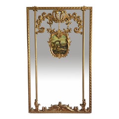 Trumeau francese Luigi XVI del XIX secolo in legno dorato.
