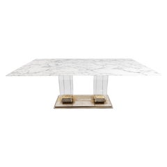 Vintage Lucite and Marble Dining Table, 1970s