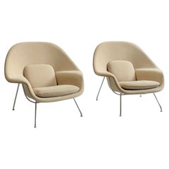 Set of Two, Knoll Womb Chairs Tan Fabric