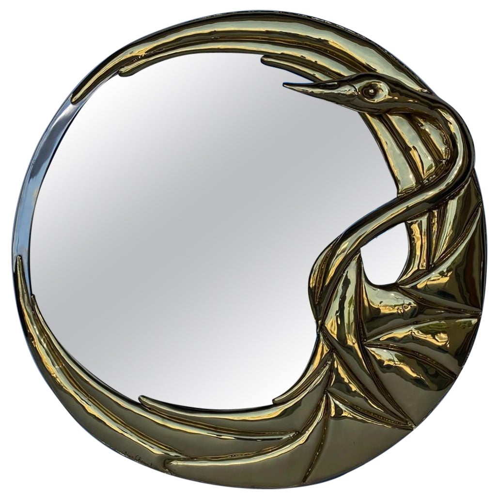 French Brass Mirror by Alain Chevert For Sale