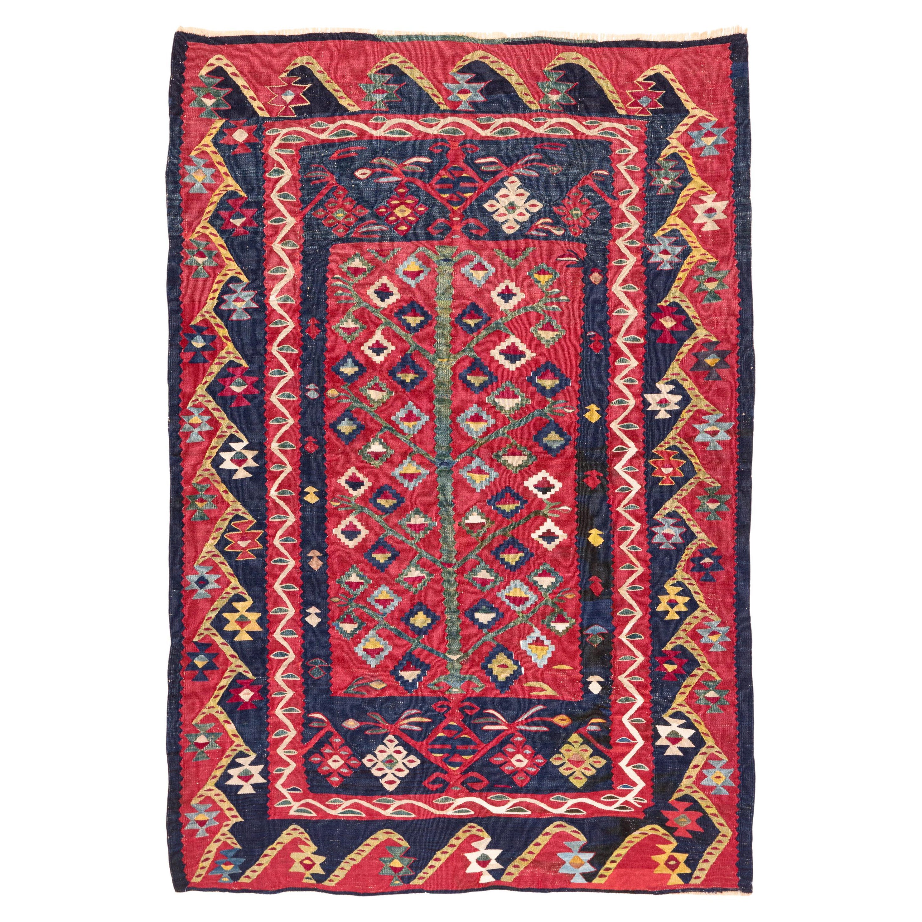 Antique Sarkoy Kilim Rug, Western Anatolian Turkish Carpet, Balkan Style Unique