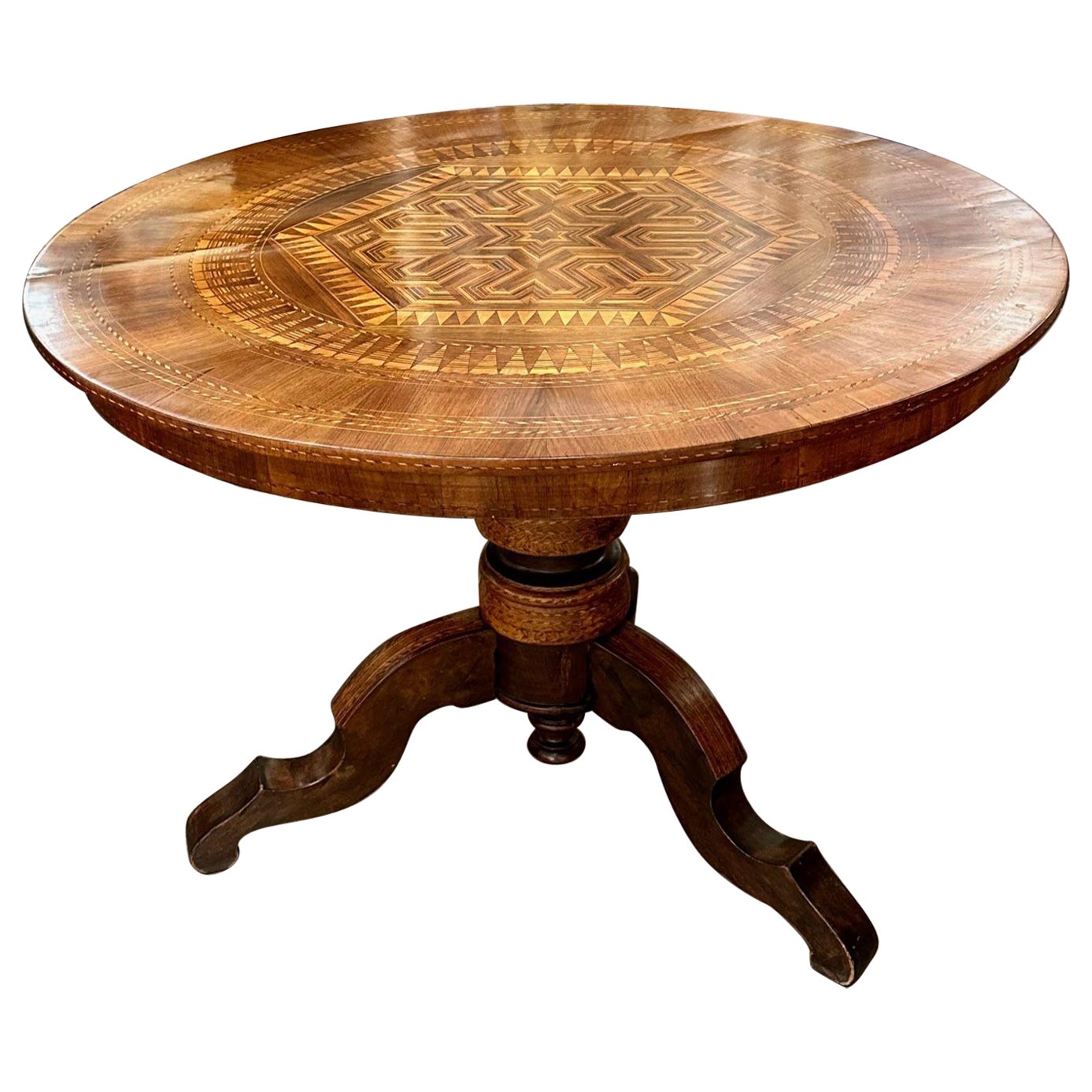 Italian Inlaid Walnut Center Table For Sale