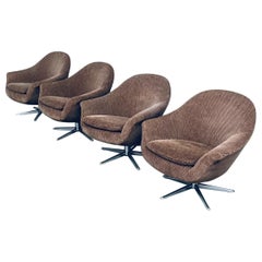 Vintage Space Age Egg Swivel Lounge Chair Set, 1970s