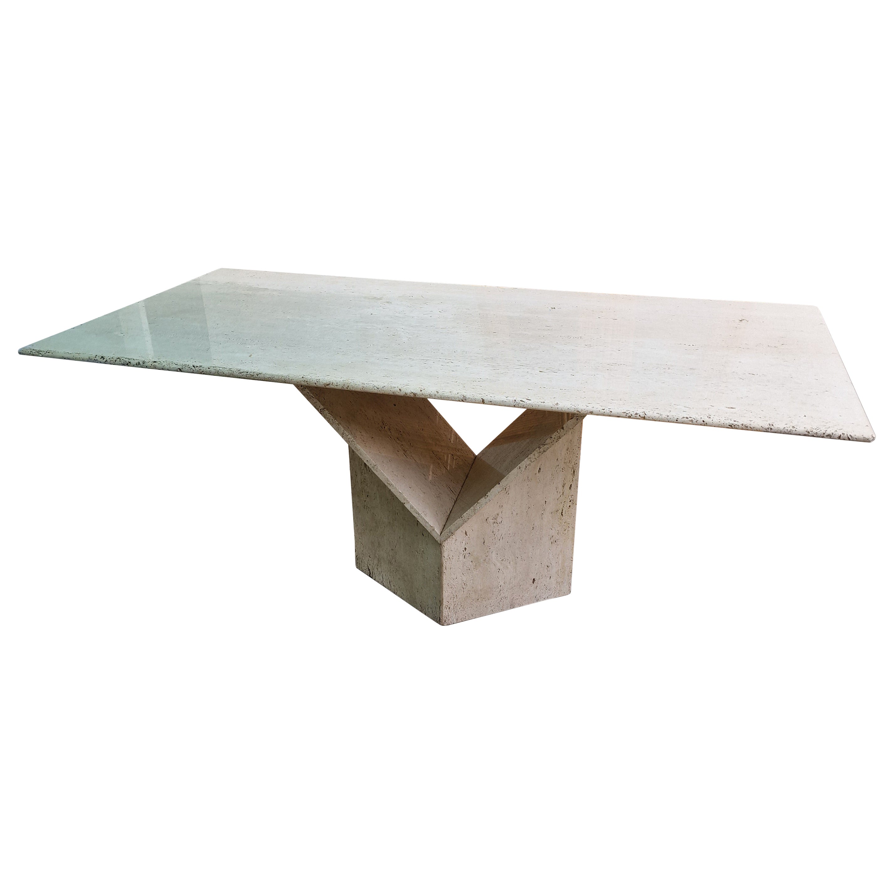 Vintage Travertine Dining Table For Sale at 1stDibs