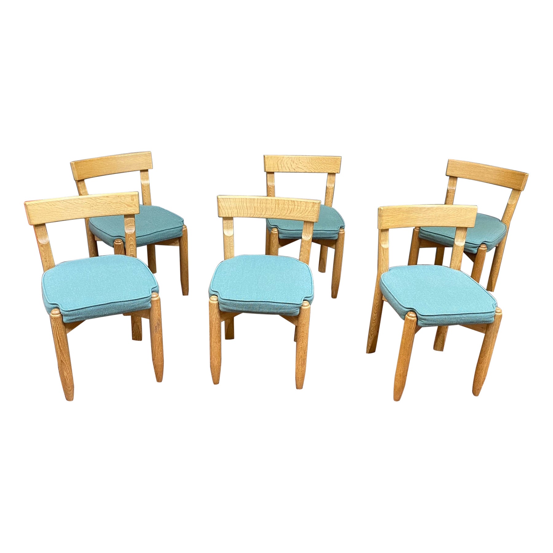 Guillerme and Chambron, Suite of 6 Chairs, circa 1970 For Sale