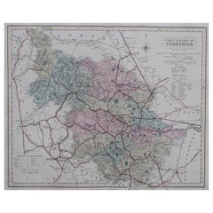 Original Antique English County Map - West Yorkshire. J & C Walker. 1851