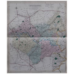 Antike englische Grafschaftskarte, Leicestershire, J & C Walker, 1851