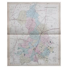 Carte originale et ancienne du comté d'Angleterre, Cambridgeshire, J & C Walker, 1851