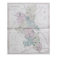 Antike englische Grafschaftskarte, Buckinghamshire, J & C Walker, 1851
