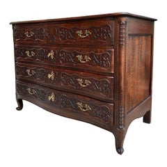 Antique French Chest of Drawers Cabinet Commode Louis XV Carved Oak Sideboard